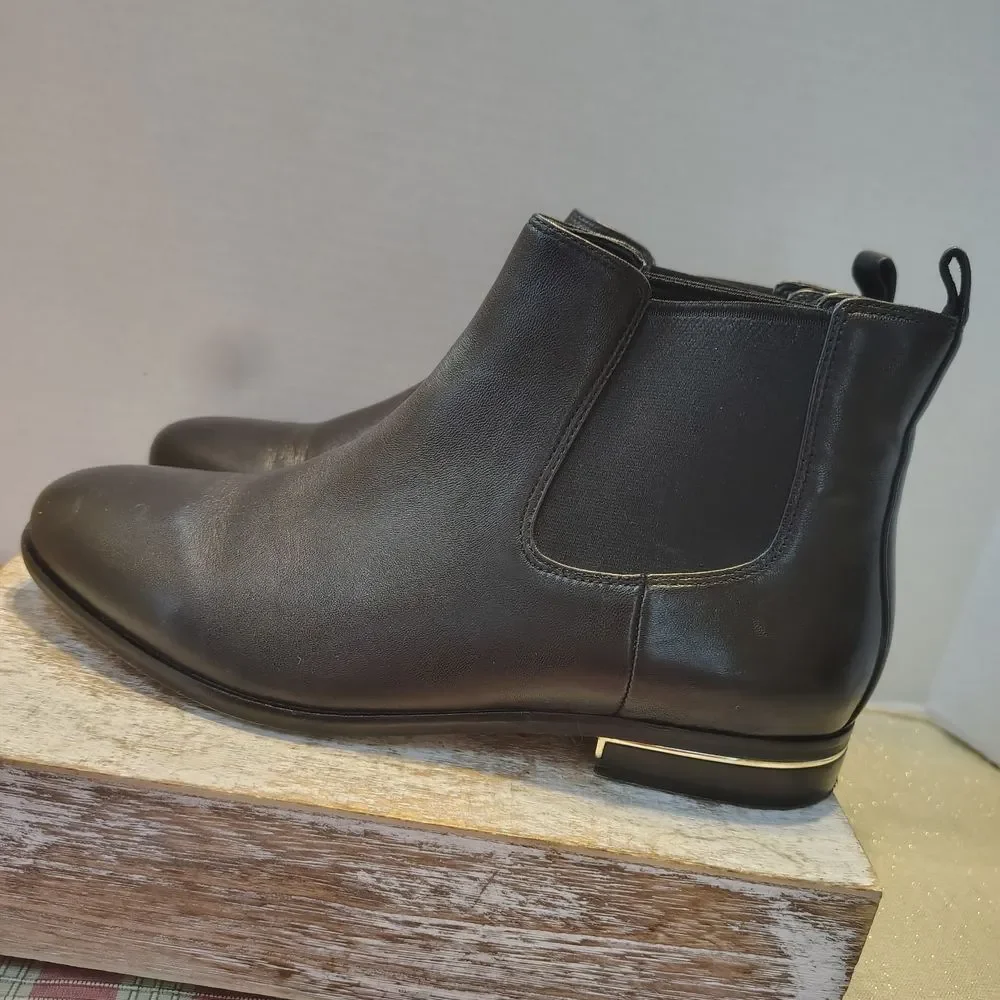 Talbots Black Leather Ankle Boots Size 8.5  A1